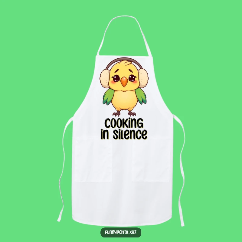 Funny Parrot Earmuffs Apron: Confused Parrot Kitchen Fun, Hilarious Cooking Gift