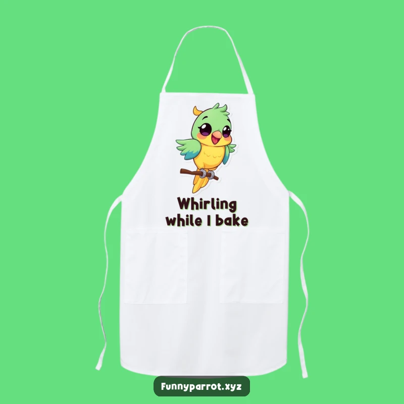 Spinning Parrot Apron: Funny Kitchen Wear for Vibrant Cooks