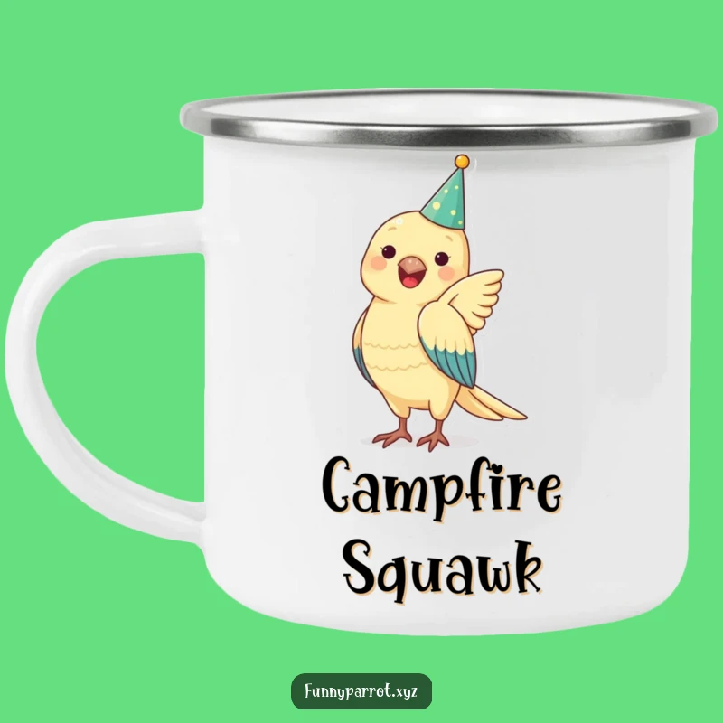 Funny Parrot Party Hat Camping Mug: Adventure with a Side of Chirpy Fun