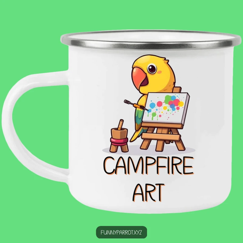 Funny Parrot Artist Mug: Creative Parrot Outdoor Art, Rugged and Hilarious Funny Gift