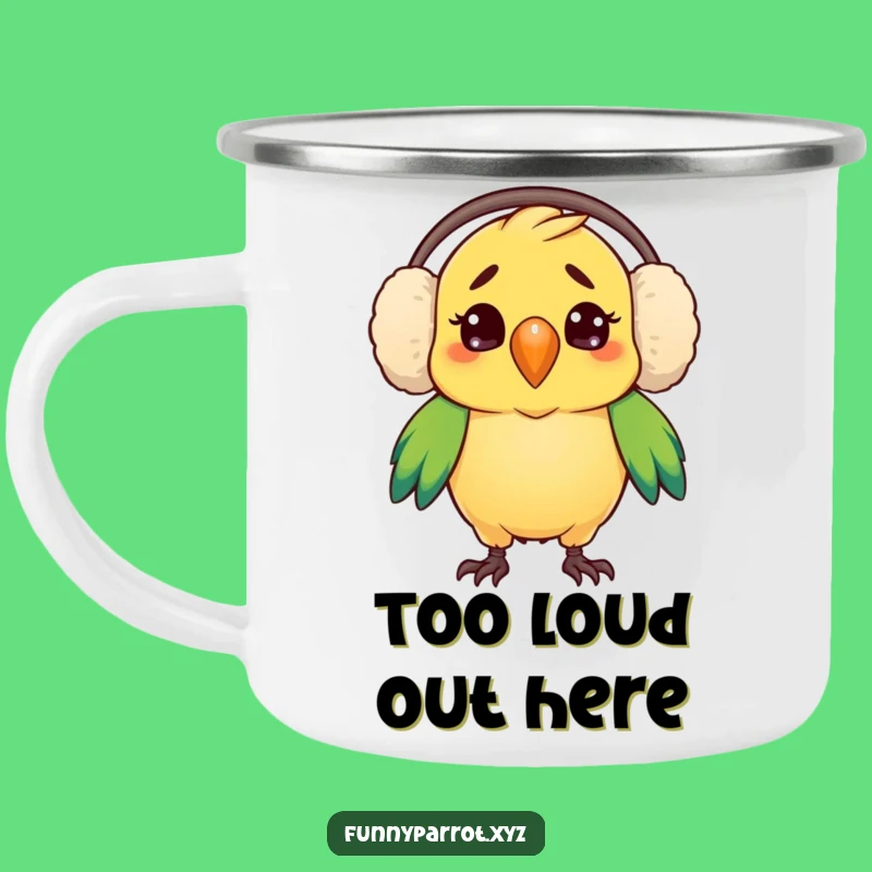 Funny Parrot Earmuffs Mug: Confused Parrot Outdoor Fun, Rugged and Hilarious Funny Gift
