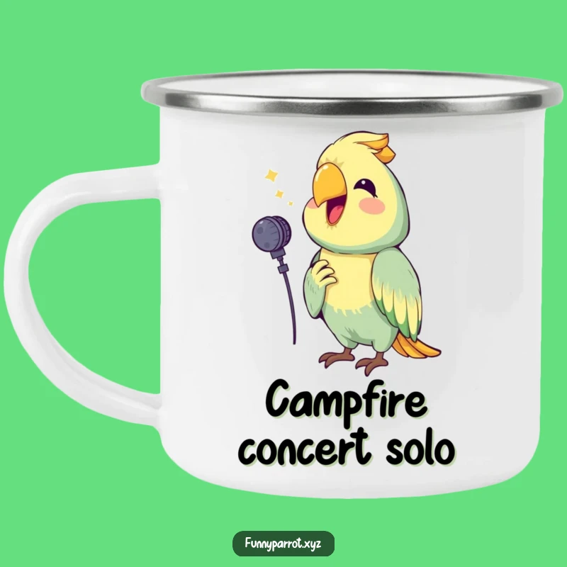 Funny Singing Parrot Camping Mug: Durable & Happy Bird Performing, Outdoor Gift