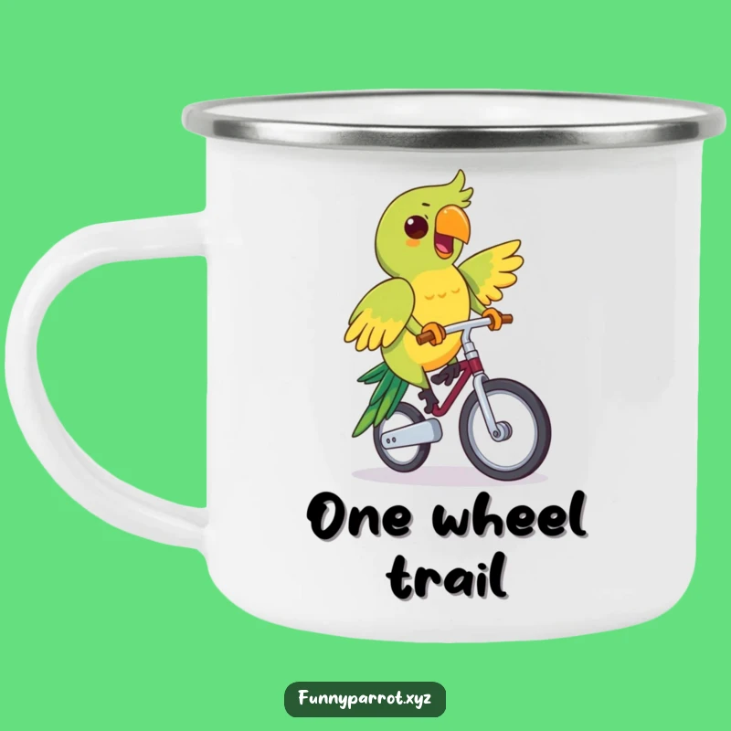 Funny Parrot Unicycle Mug: Determined Parrot Outdoor Fun, Rugged and Hilarious Funny Gift