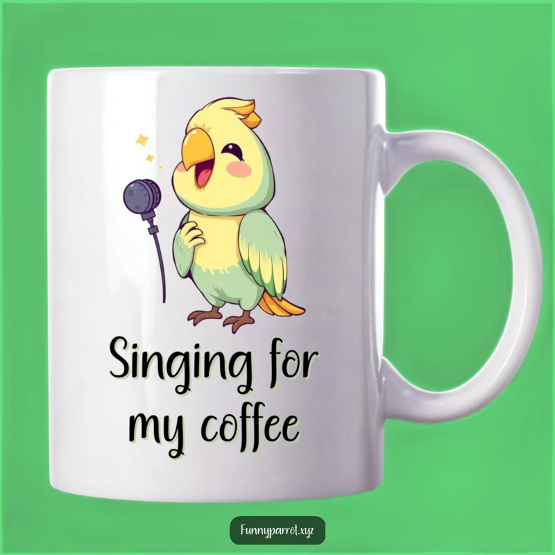Funny Singing Parrot Mug: Happy Bird Crooning Tunes, Hilarious Music Lover Gift