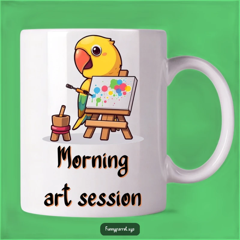 Funny Parrot Artist Mug: Parrot Paints Abstract Splatter, Creative Funny Gift