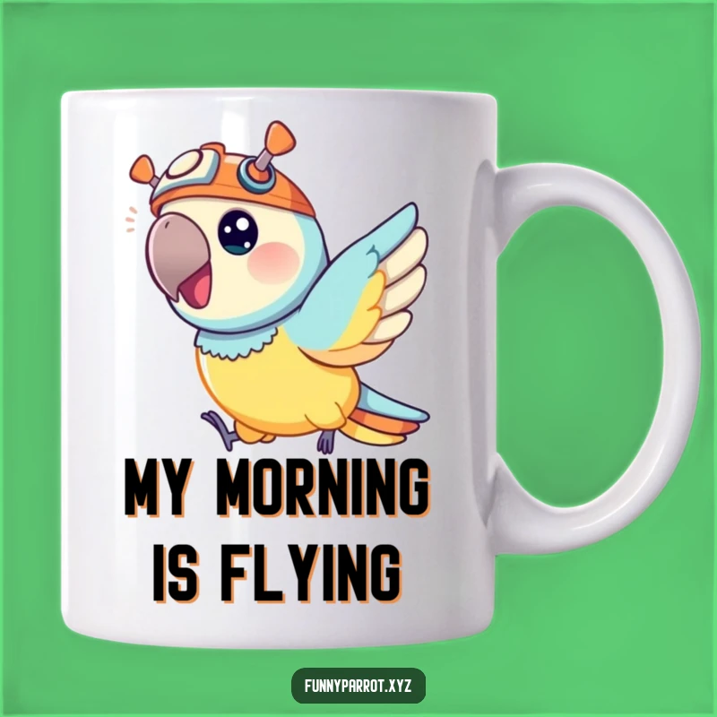 Funny Parrot Propeller Hat Mug, Zippy Bird Design Gift for Fun Lovers