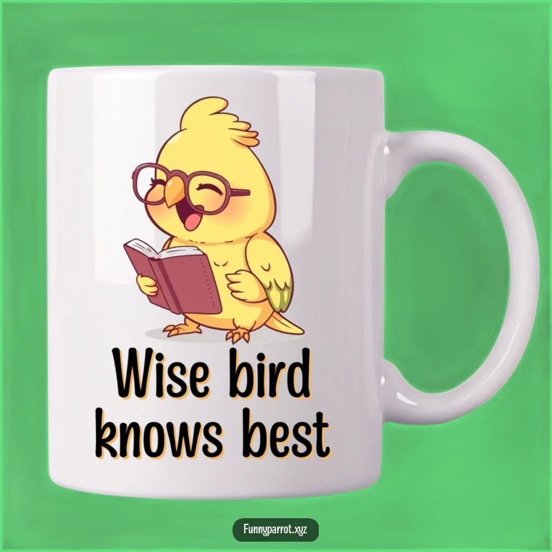 Funny Laughing Parrot Mug - Smarty-pants bird with glasses, a hilariously funny gift!