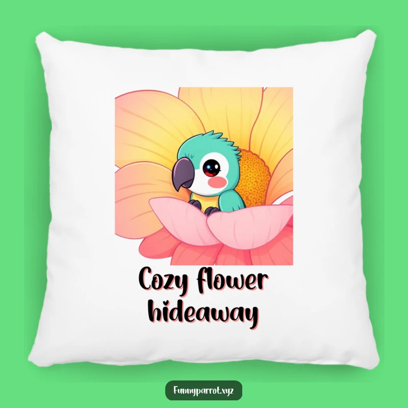 Funny Curious Parrot Pillow - Cuddle with peeking bird charm and floral softness!