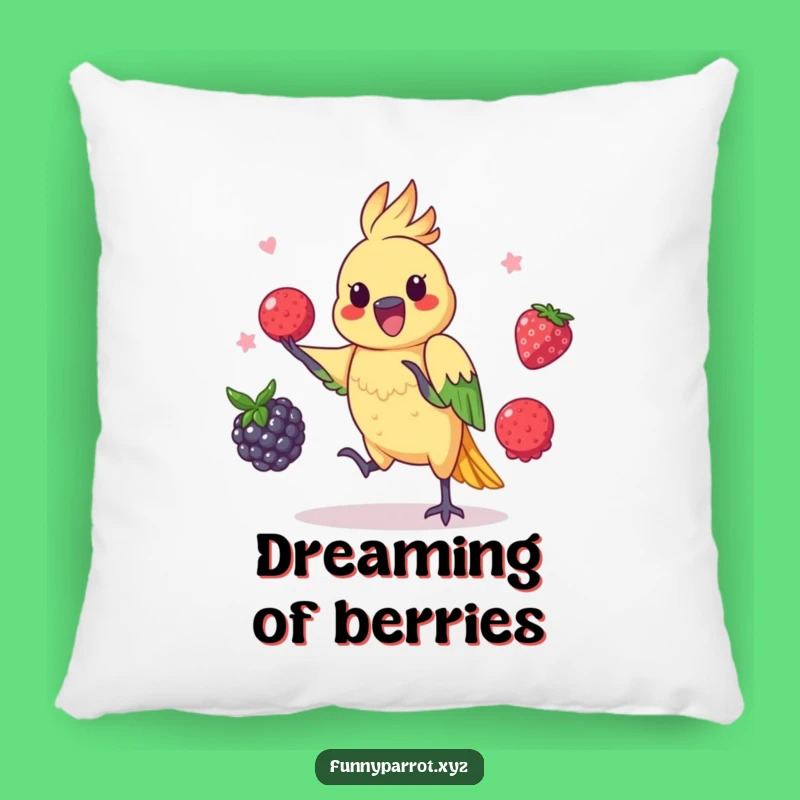 Funny Juggling Parrot Pillow: Cozy Decor with a Playful Berry Act