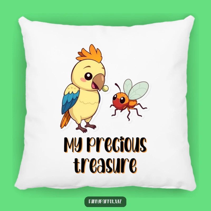 Funny Parrot Comfort Pillow: Parrot Offers Shiny Bead to Bug, Soft and Hilarious Gift