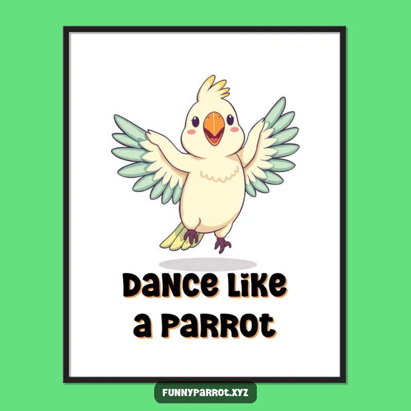 Funny Wobbly Parrot Dance Digital Art: Silly Bird Grooving, Instant Funny Gift