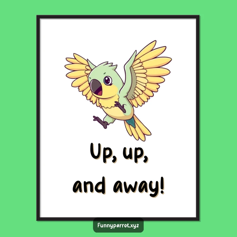 Funny Flying Parrot Digital Art - Instantly hang determined bird ambition on your walls!
