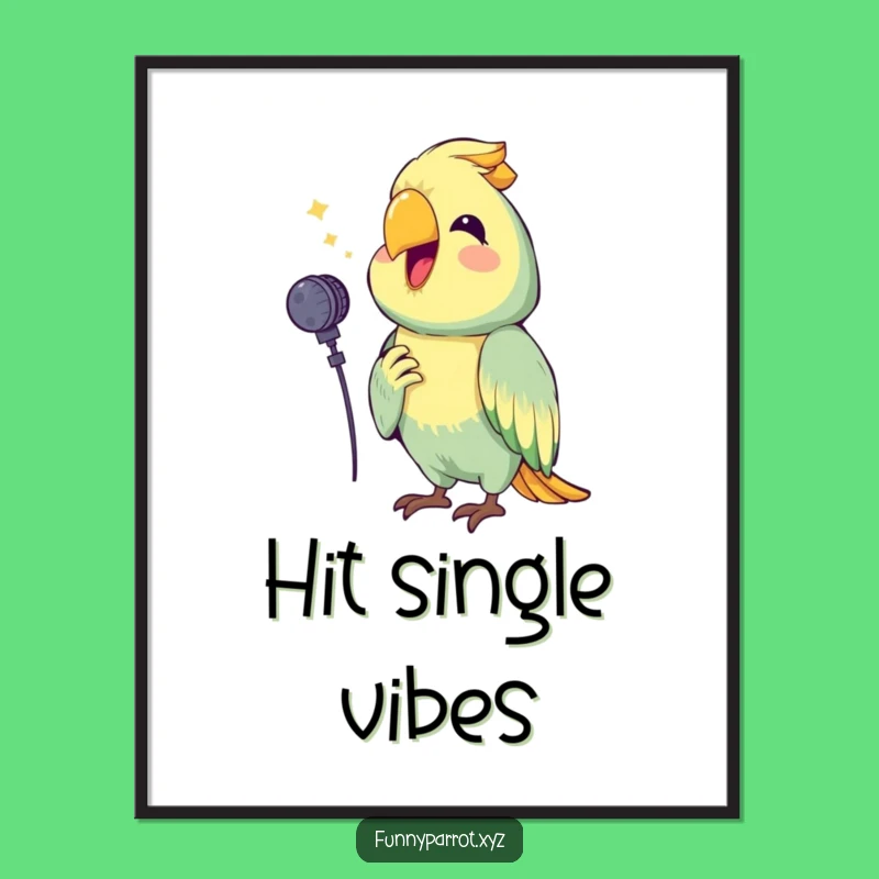 Funny Singing Parrot Digital Art: Happy Bird Performing, Instant Funny Music Gift