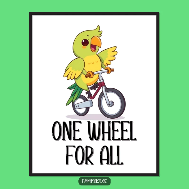Funny Parrot Unicycle Art: Determined Parrot, Instant Humorous Decor, Perfect Funny Gift