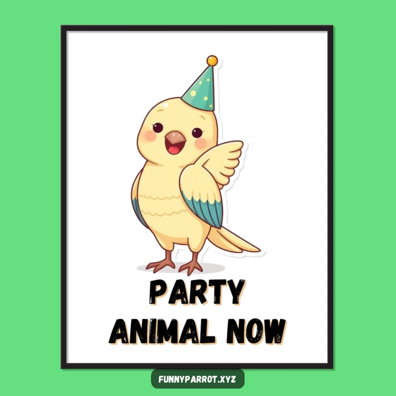Funny Parrot Party Hat Digital Art: Instant Joyful Decor for Your Walls
