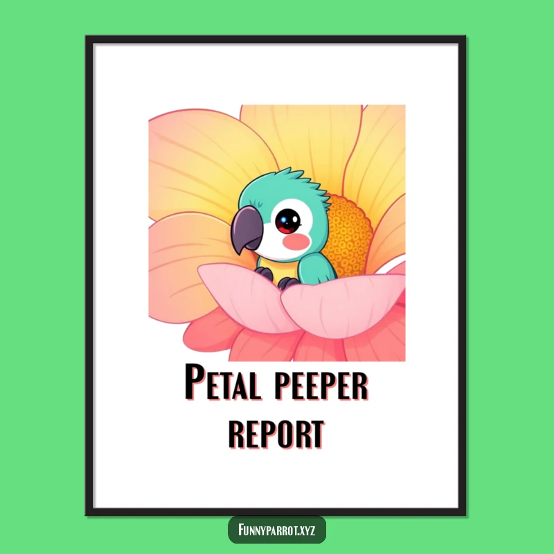 Funny Curious Parrot Digital Art - Instantly add peeking bird charm and floral fun!