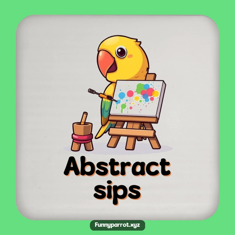 Funny Parrot Artist Coasters: Abstract Art Decor, Protects Surfaces humorously, Funny Gift