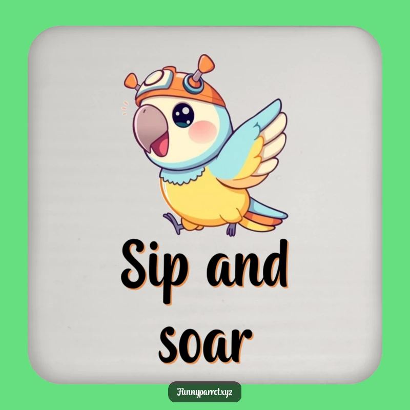 Funny Parrot Coasters, Zippy Bird Propeller Hat Protectors for Tables
