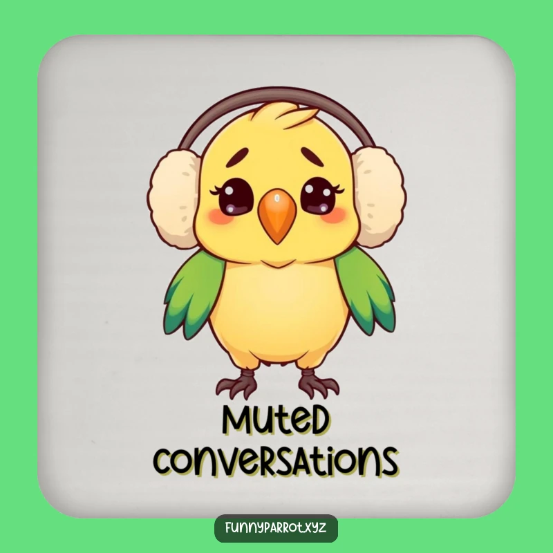 Funny Parrot Earmuffs Coasters: Confused Parrot Decor, Protects Surfaces humorously, Funny Gift