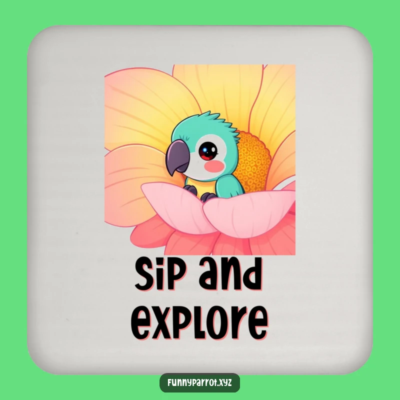 Funny Curious Parrot Coaster - Protect surfaces with peeking bird mystery!