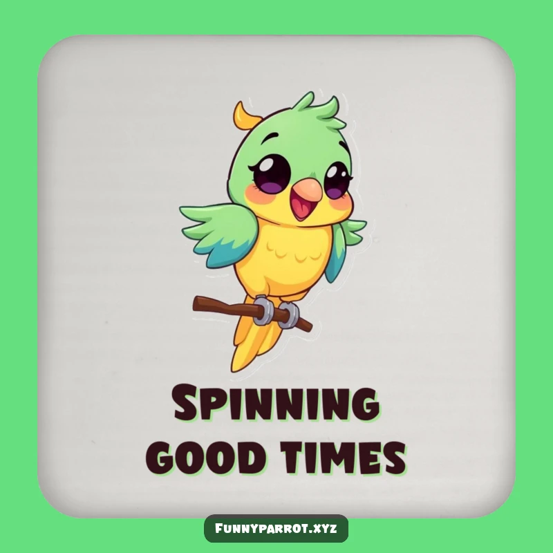 Spinning Parrot Coasters: Funny Set with Vibrant, Wide-Eyed Fun
