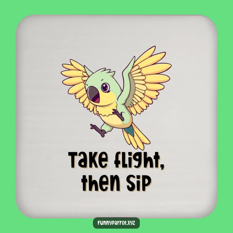 Funny Flying Parrot Coaster - Protect surfaces with determined bird ambition!
