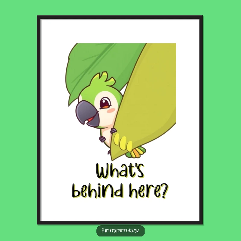 Funny Parrot Peeking Poster: Mischievous Parrot Art, Whimsical Wall Decor, Perfect Funny Gift