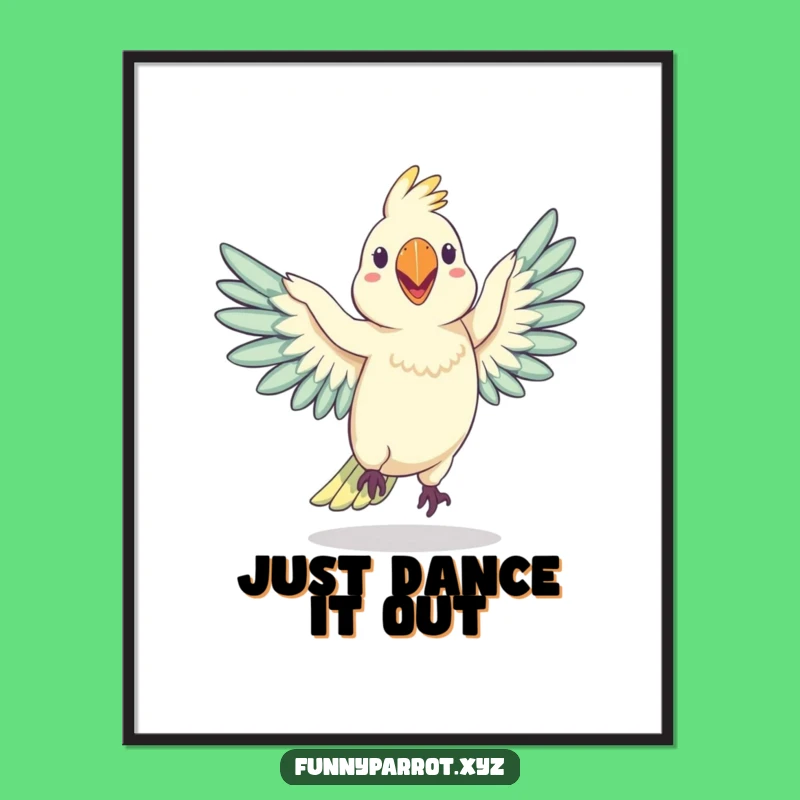 Funny Wobbly Parrot Dance Poster: Silly Art of a Bird Grooving, Hilarious Gift Idea