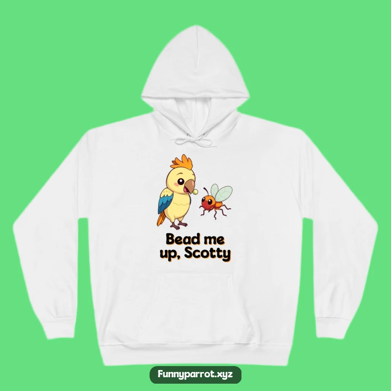 Cozy Funny Parrot Hoodie: Parrot Shares Shiny Bead with Bug, Warm and Hilarious Gift