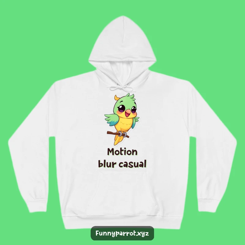 Excited Parrot Hoodie: Cozy, Funny Wear with Vibrant Spinning Action