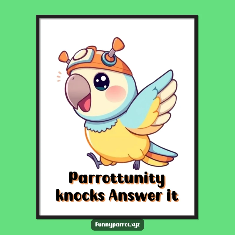 Free Printable Wall Art: Flying Parrot Propeller Hat Funny Downloadable Gift