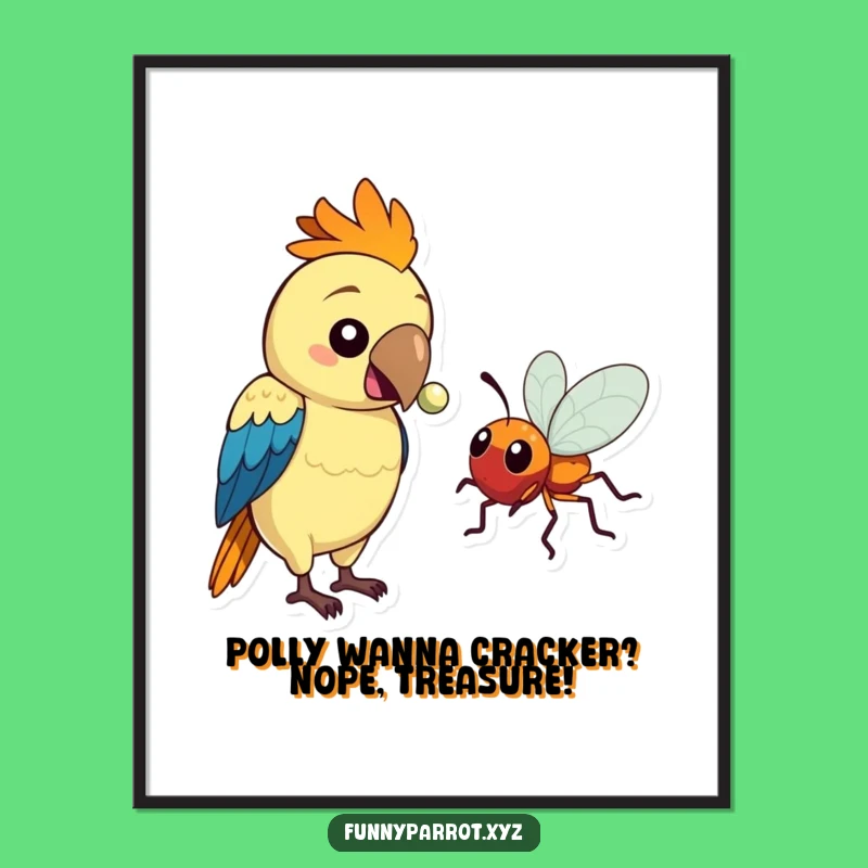 Funny Free Printable Parrot Wall Art: Quirky Bead Gift Downloadable Decor