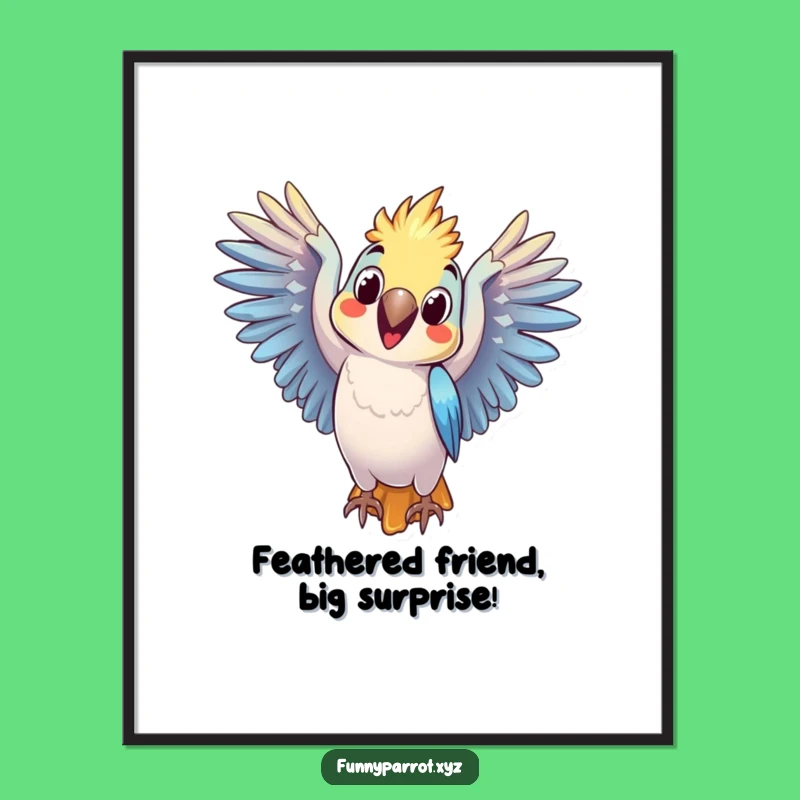 Funny Free Printable Wall Art: Surprised Parrot, Humorous Downloadable Decor