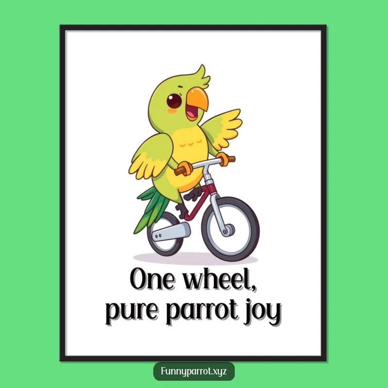 Funny Free Printable Unicycle Parrot Wall Art: Cheerful Ride Downloadable Decor