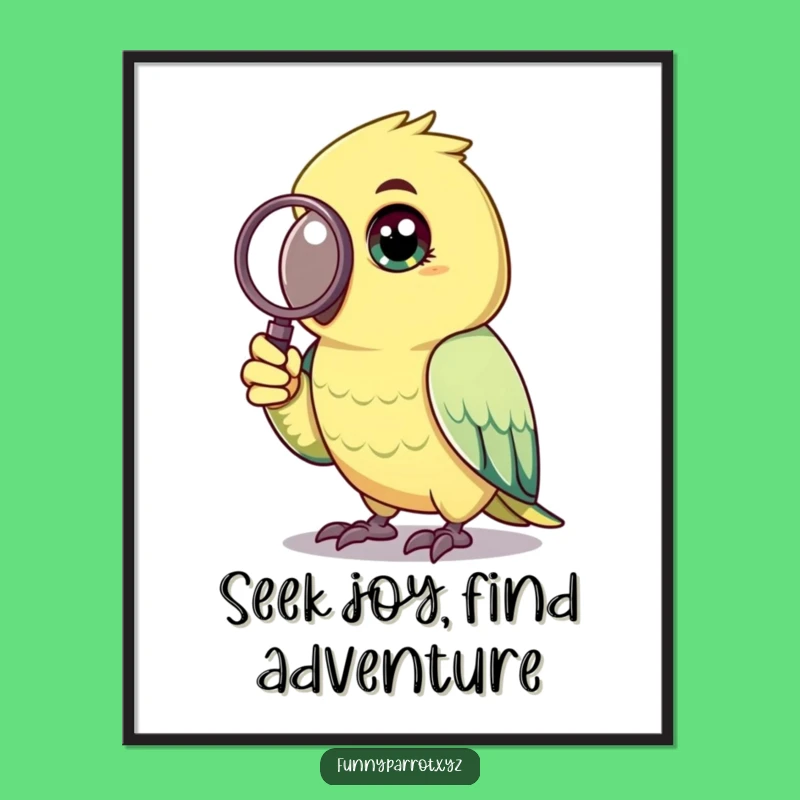 Funny Free Printable Wall Art: Curious Parrot, Humorous Downloadable Decor