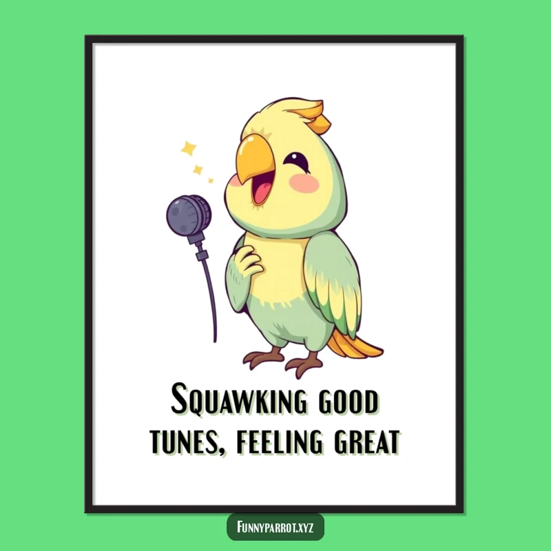 Free Printable Wall Art: Singing Parrot Rockstar - Funny Downloadable Decor