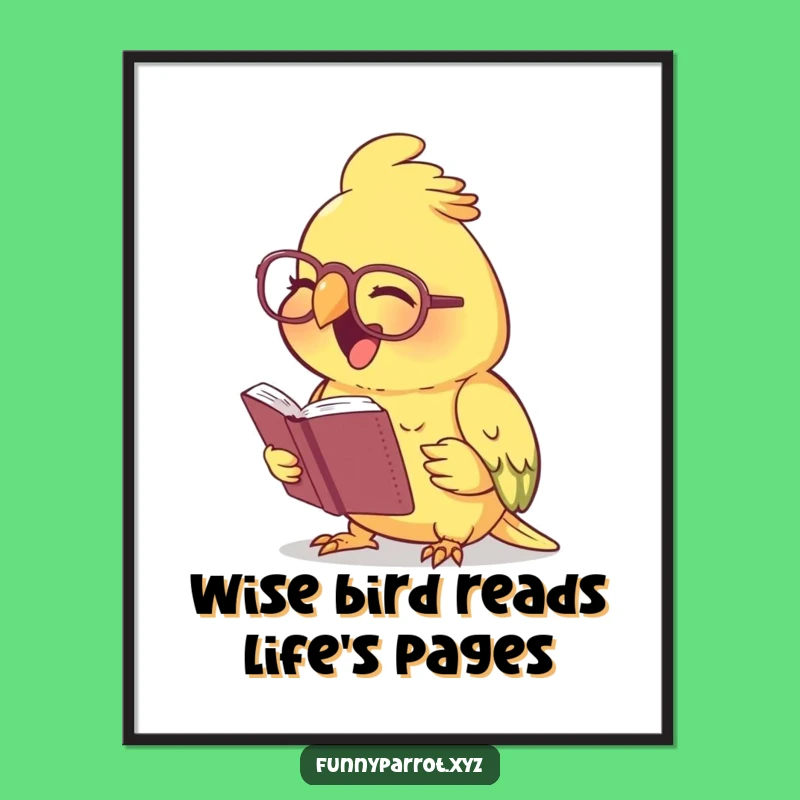 Free Printable Wall Art: Laughing Parrot Scholar - Funny Downloadable Art Decor!