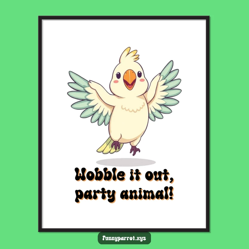 Free Printable Wall Art: Wobbly Parrot Dance - Funny Downloadable Decor