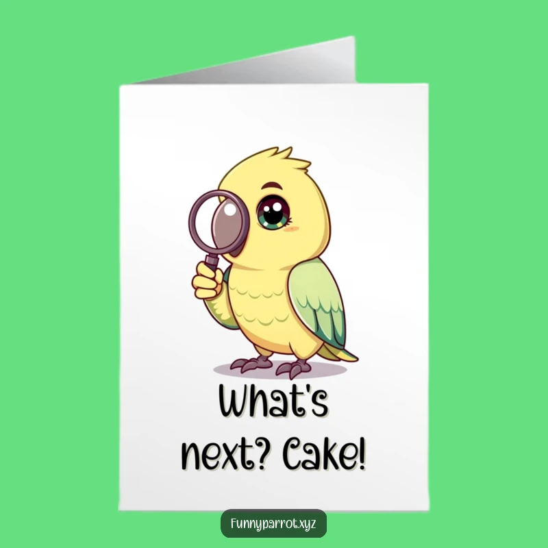 Free Printable Birthday Card: Curious Parrot Detective Downloadable Funny Gift