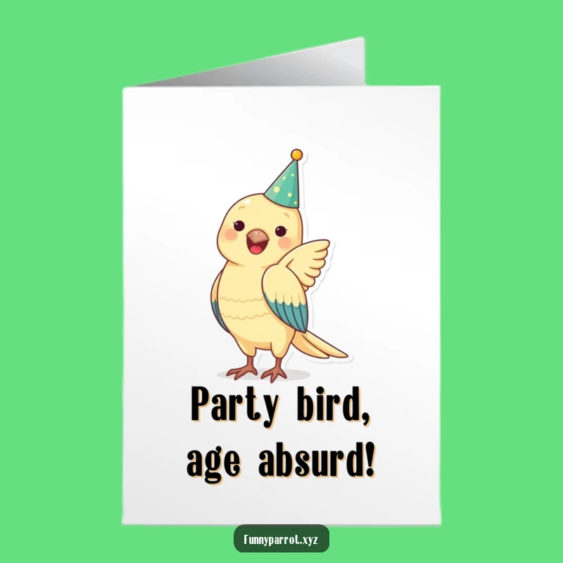 Free Printable Birthday Card: Funny Parrot Party Hat - Downloadable Gift for Laughs