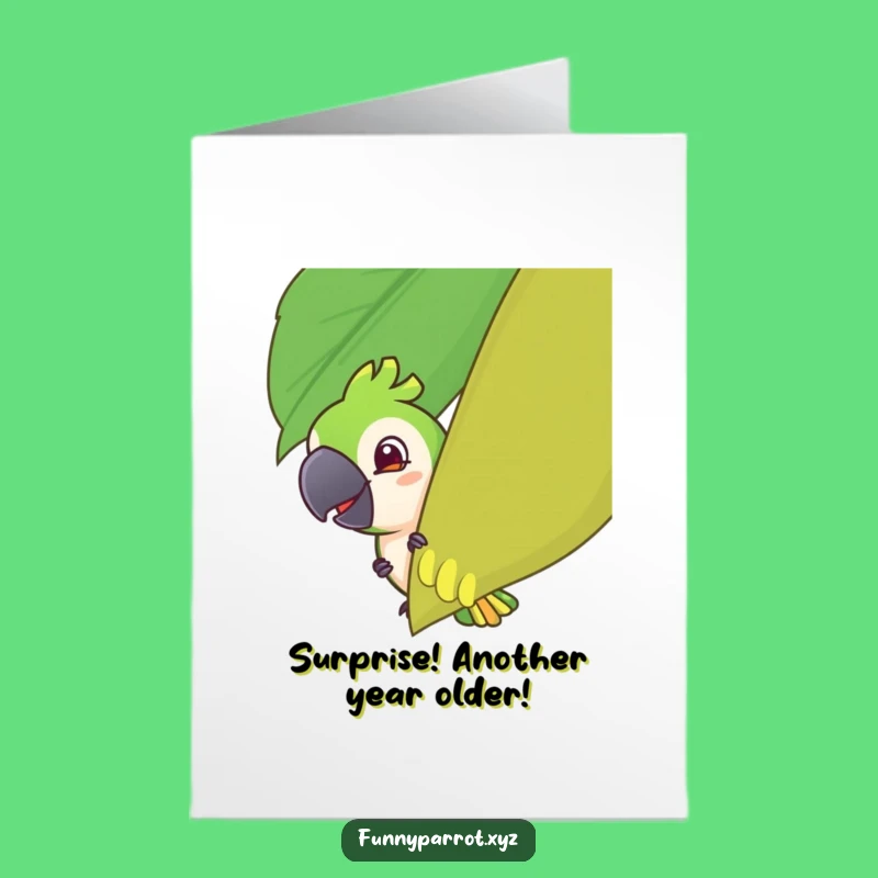 Funny Free Printable Peeking Parrot Birthday Card: Mischief Joke Downloadable Gift