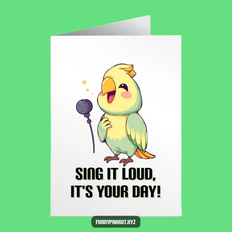 Free Printable Birthday Card: Singing Parrot Serenade - Funny Downloadable Gift