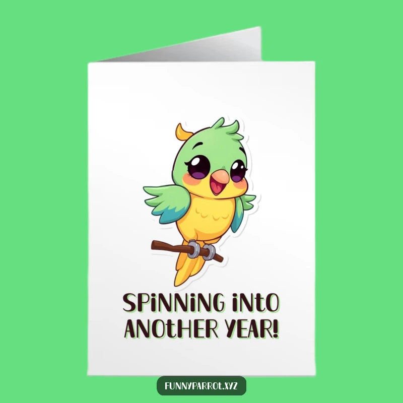 Funny Free Printable Birthday Card: Spinning Parrot Download for a Joyful Celebration