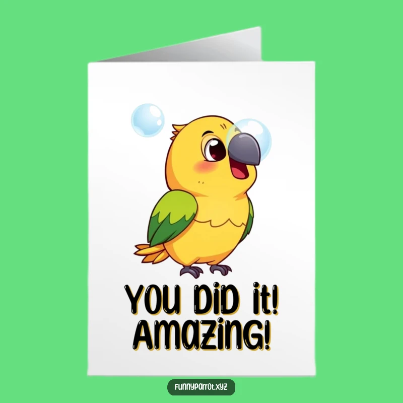 Free Printable Congrats Card: Surprised Parrot Bubble - Funny Downloadable Gift!