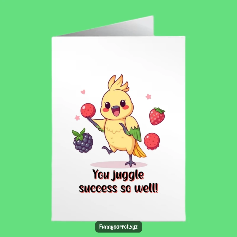 Funny Free Printable Congrats Card: Juggling Parrot Download for Skillful Achievements