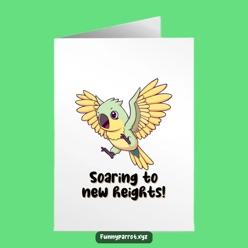Free Printable Congrats Card: Determined Parrot Flying - Funny Downloadable Gift!
