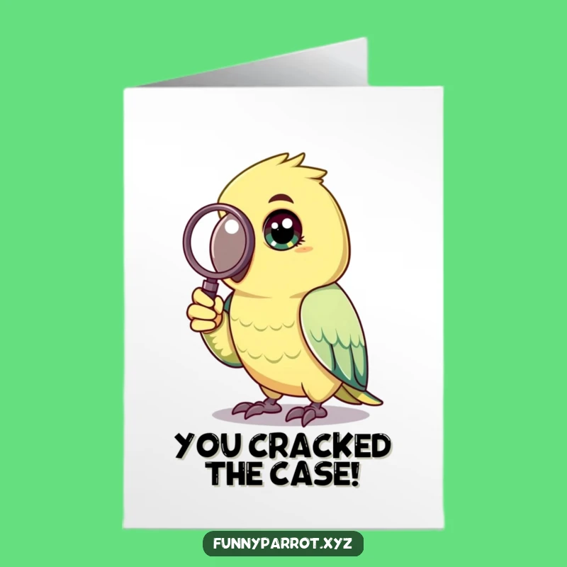 Free Printable Congrats Card: Curious Parrot Uncovers Success Downloadable