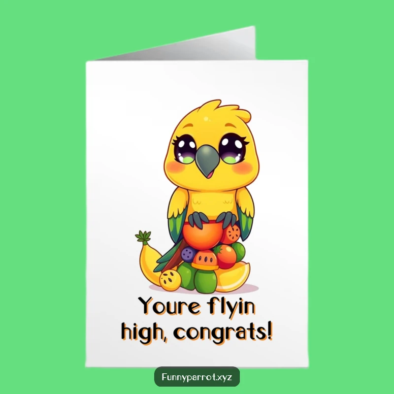 Free Printable Congrats Card: Wobbly Parrot Dance - Humorous Downloadable Surprise