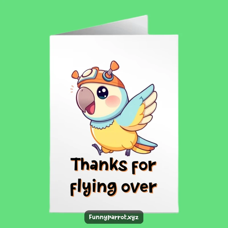 Free Printable Thank You Card: Flying Parrot Propeller Hat Funny Downloadable Gift