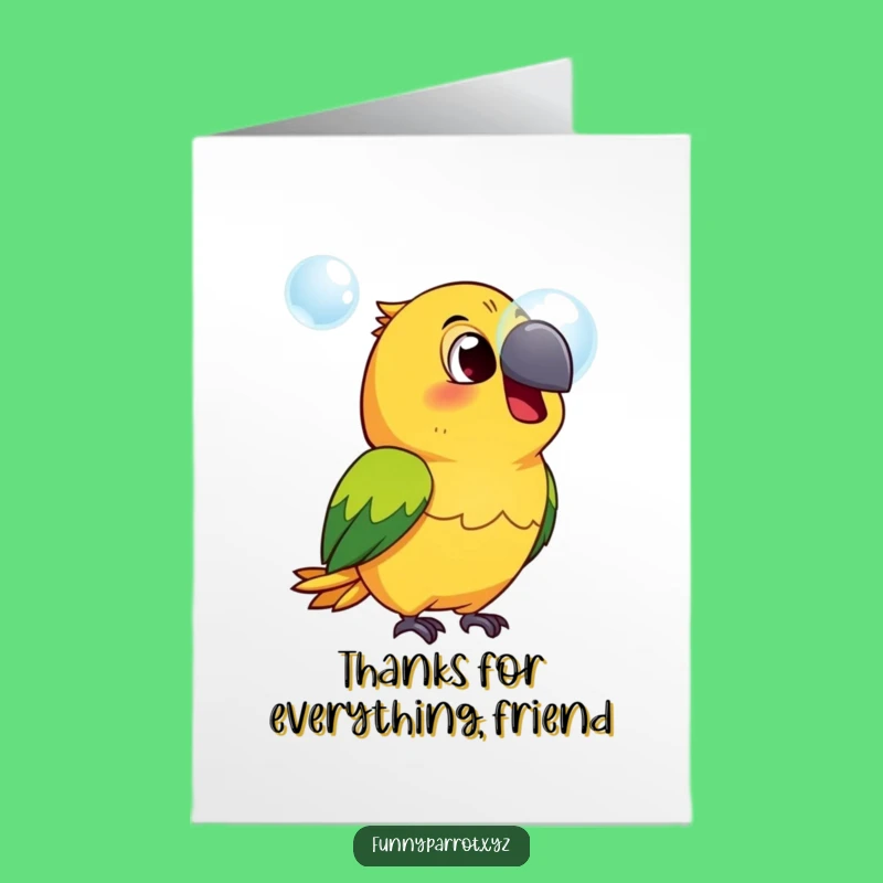 Free Printable Thank You Card: Surprised Parrot Bubble - Funny Downloadable Gift!